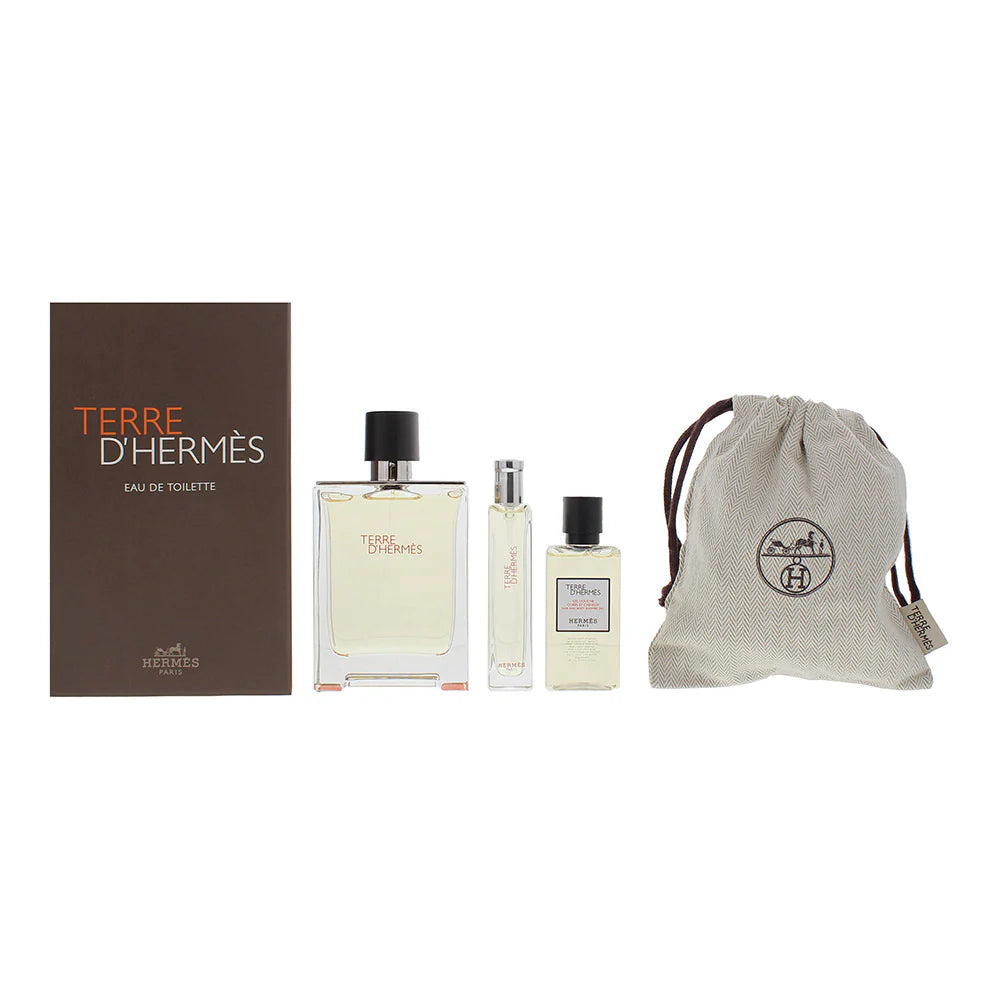 Hermes Terre d'Hermes 100 ml EDT + 40 ml Gel de ducha + 15 ml EDT + Estuche para hombre Set de regalo