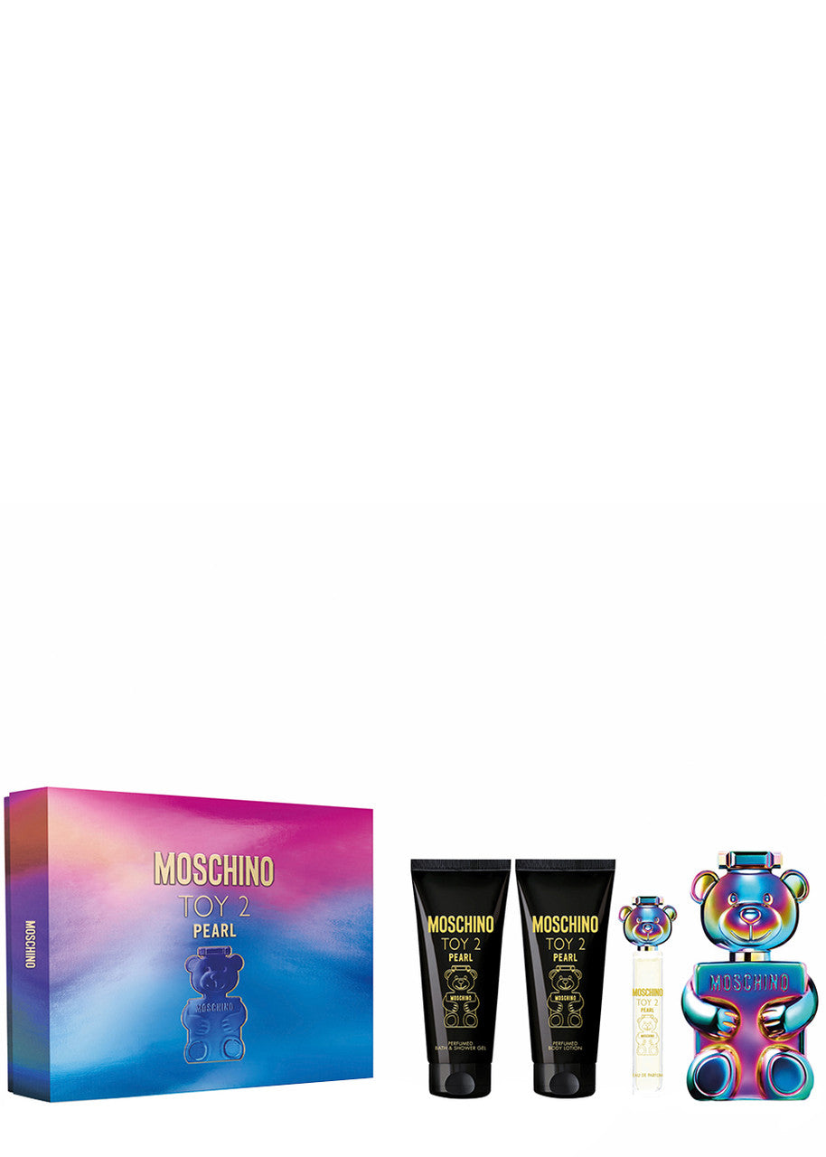 Set de regalo Moschino Toy 2 Pearl 100 ml EDP para mujer + Gel de ducha 100 ml + Loción corporal 100 ml + Mini EDP 10 ml