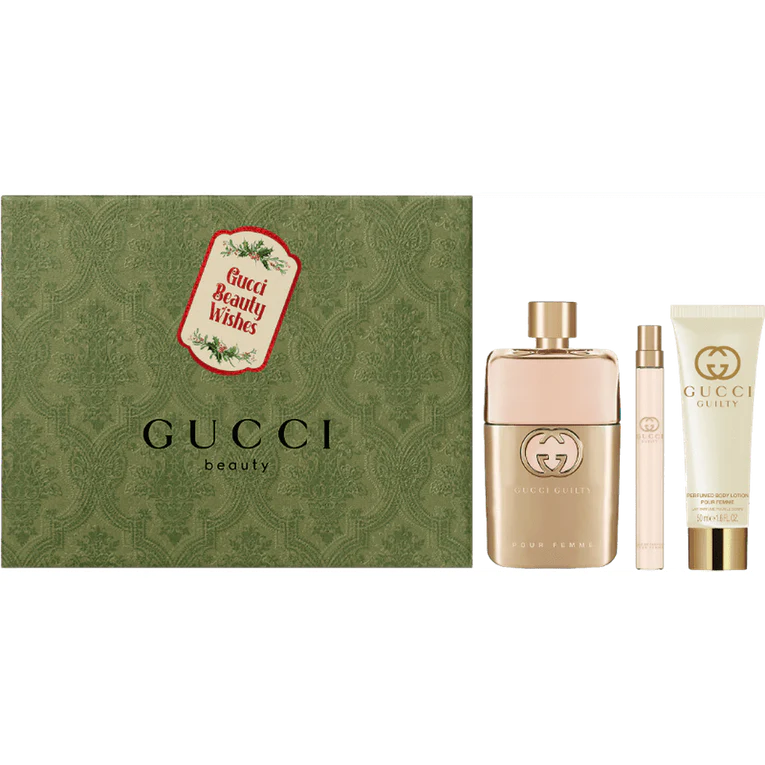 Gucci Guilty Pour Femme 90ml EDP + 10ml EDP + 50ml Lozione Corpo per Donna Set Regalo