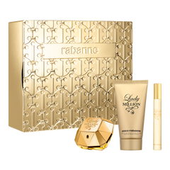 Coffret Cadeau Paco Rabanne Lady Million 50ml EDP + Lait Corps 75ml + Mini 10ml pour Femme