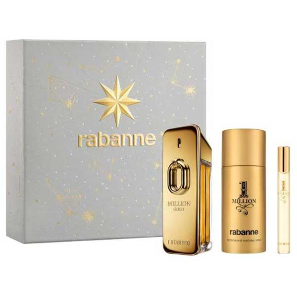 Set para Hombres Paco Rabanne One Million Gold Intense 100ml Parfum + 150ml Desodorante + 10ml Edt  
