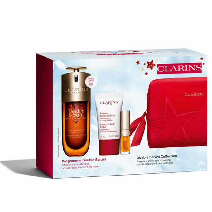 Clarins Double Serum 50ml + Beauty Flash Balm 15ml + Olio Comfort Labbra