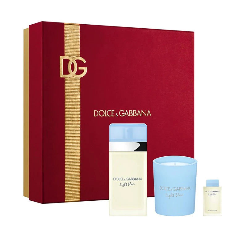 Dolce & Gabbana Light Blue 50ml EDT + Candela + 4.5ml Mini EDT Set Regalo Donna
