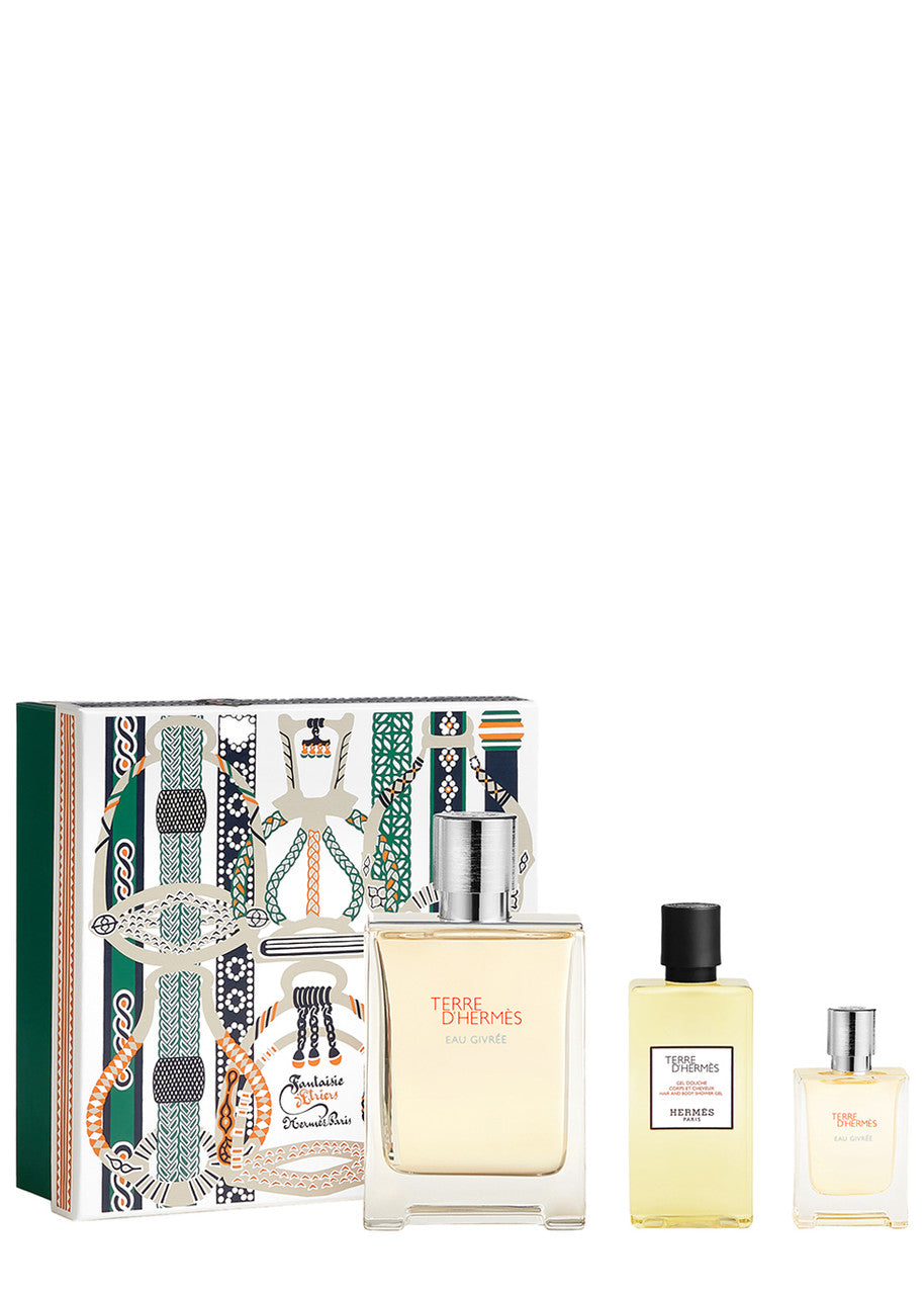 Hermes Terre d'Hermes Eau Givree 100 ml EDP + Gel de ducha 80 ml + Mini EDP 12,5 ml para hombre SET DE REGALO