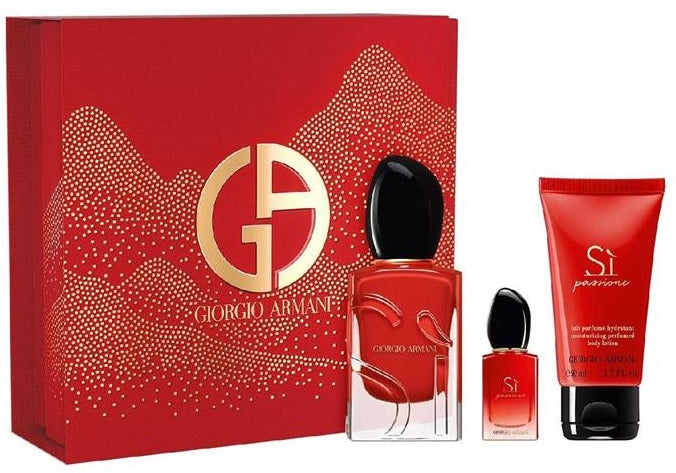 Giorgio Armani Si Passione 50ml EDP + 7ml EDP + 50ml Lozione Corpo Set Regalo per Donna