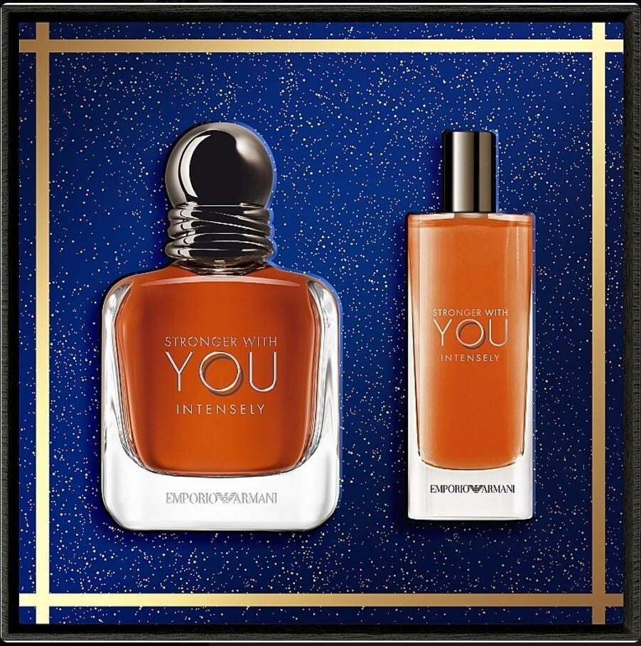 Giorgio Armani Stronger With You Intensely 100ml EDP + 15ml EDP for Men Gift Set