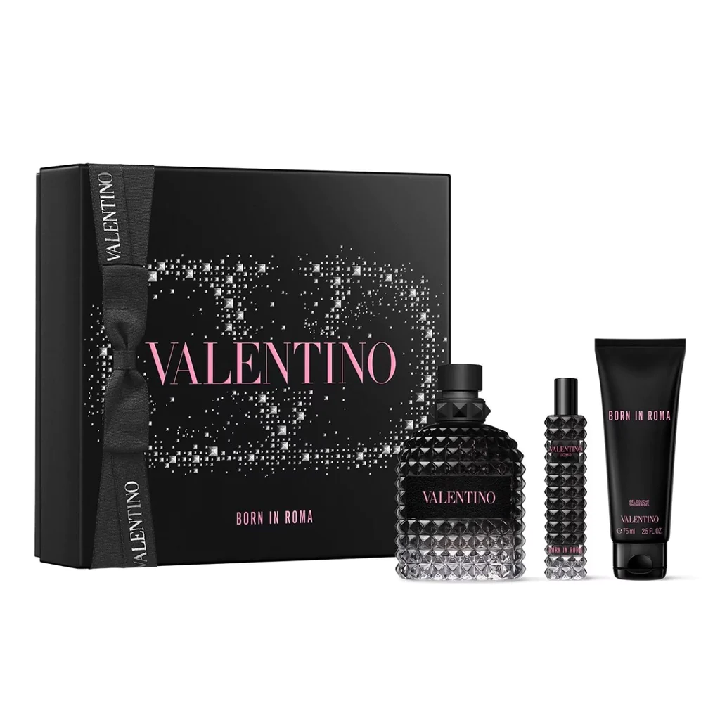 Valentino Born In Roma Uomo 100 ml EDT + 15 ml EDT Mini + 75 ml Gel de ducha para hombre Set de regalo