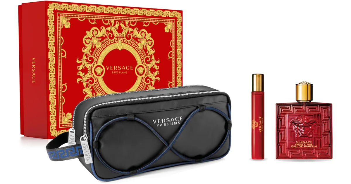 Versace Eros Flame 100 ml EDP + Mini 10 ml + Estuche para hombre Set de regalo