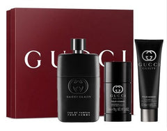 Gucci Guilty Pour Homme 90ml EDP + 50ml Gel Doccia + 75ml Deo Stick per Uomo Set Regalo