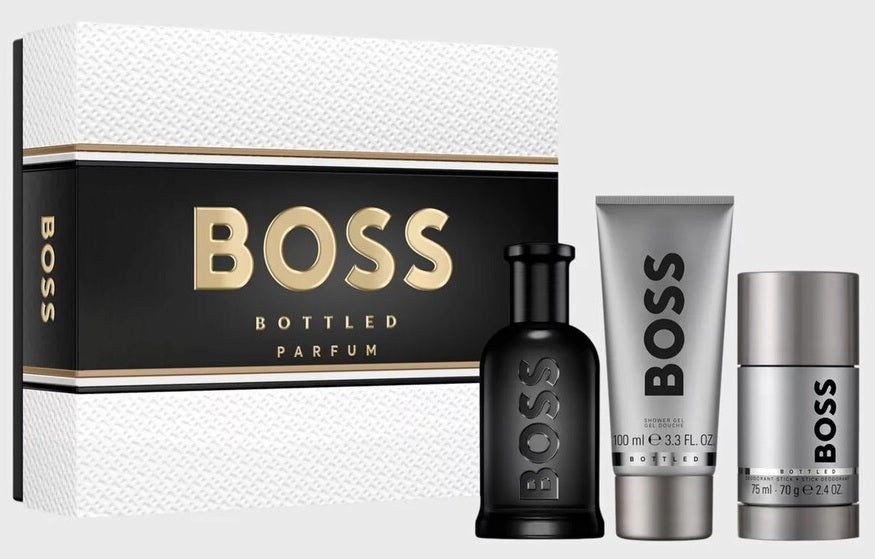 Hugo Boss Bottled Parfum 100ml Parfum + 100ml Gel Doccia + 75ml Deo per Uomo Set Regalo