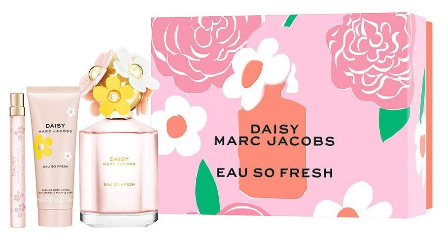 Marc Jacobs Daisy Eau So Fresh 125ml EDT + 75ml Lozione Corpo + 10ml EDT per Donna Set Regalo