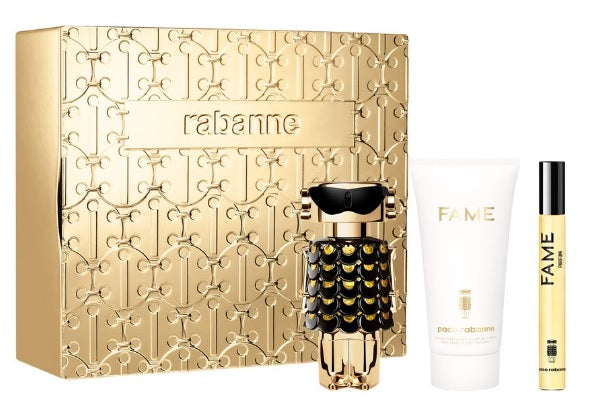 Set de regalo Paco Rabanne Fame 50 ml Perfume + 75 ml Loción corporal + 10 ml Perfume para mujer