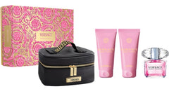 Set de regalo Versace Bright Crystal de 90ml EDT + 100ml Loción Corporal + 100ml Gel de Ducha + Bolso para Mujer