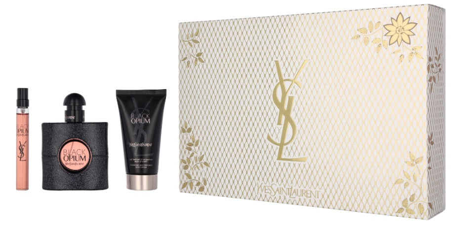 Yves Saint Laurent Black Opium 50 ml EDP + Loción corporal 50 ml + EDP 10 ml para mujer Set de regalo