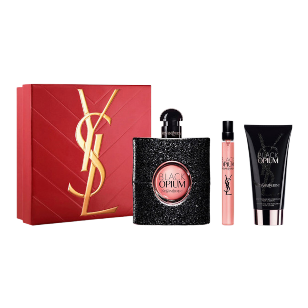 YSL Black Opium 90ml EDP gift set with mini and body lotion