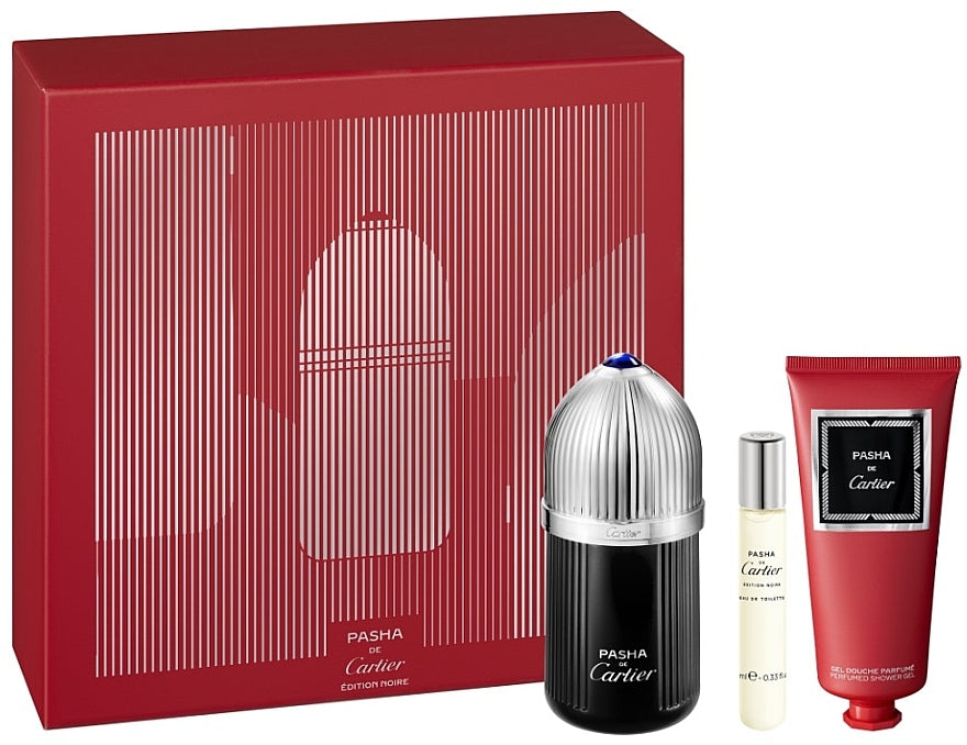 Cartier Pasha Edition Noire 100 ml EDT + 10 ml EDT Mini + 100 ml Gel de ducha SET DE REGALO para hombre