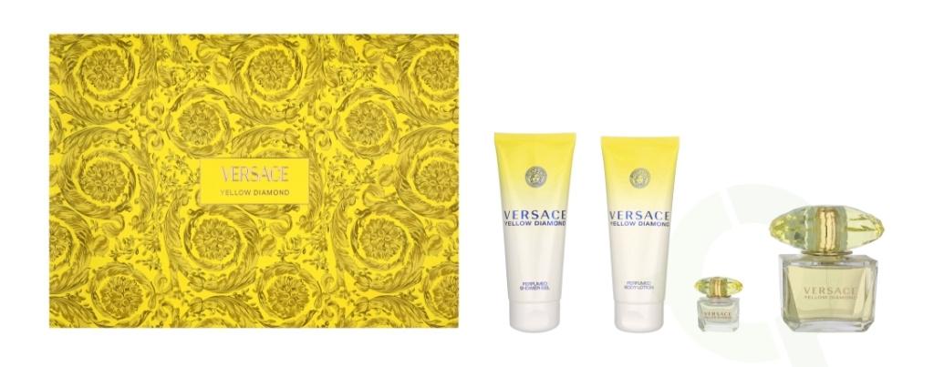 Coffret Versace Yellow Diamond 90ml EDT + Gel douche 100ml + Lait corps 100ml + Miniature