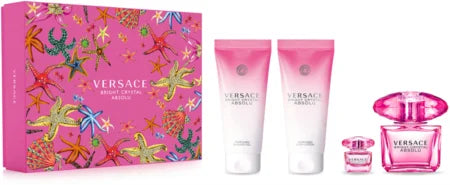 Versace Bright Crystal Absolu 90 ml EDP + Mini 5 ml + Gel de ducha 100 ml + Loción corporal 100 ml para mujer Set de regalo
