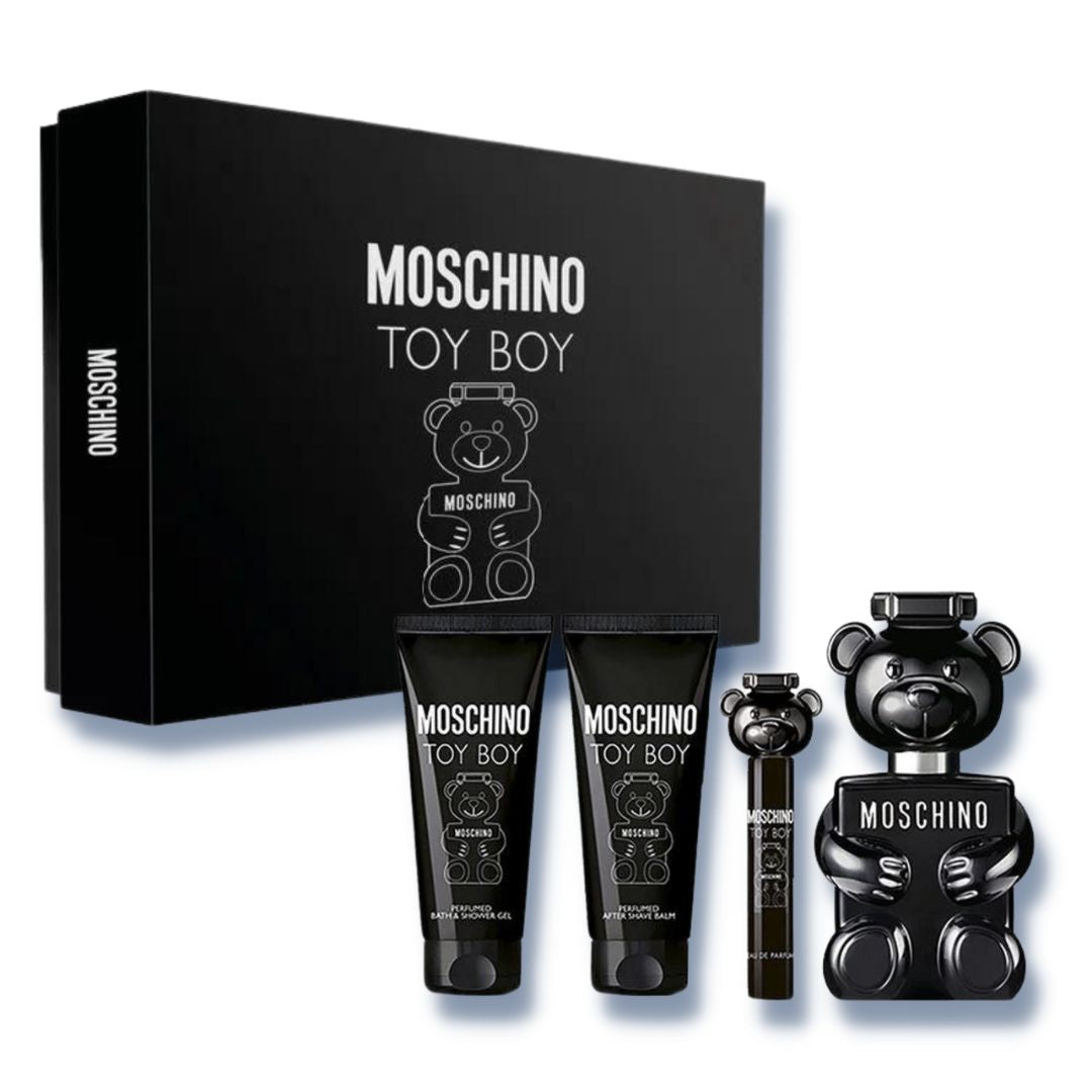 Moschino Toy Boy 100 ml EDP + 100 ml Gel de ducha + 100 ml Loción para después del afeitado + Mini set de regalo para hombre