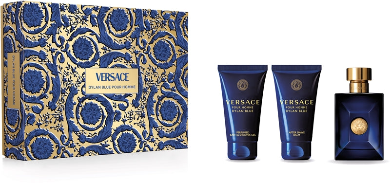Versace Dylan Blue Pour Homme 50ml EDT + 50ml Balsamo Dopobarba + 50ml Gel Doccia per Uomo Set Regalo