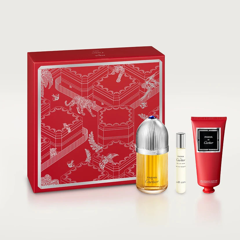 Set de regalo Cartier Pasha 100 ml Perfume + 10 ml EDT Mini + 100 ml Gel de ducha para hombre